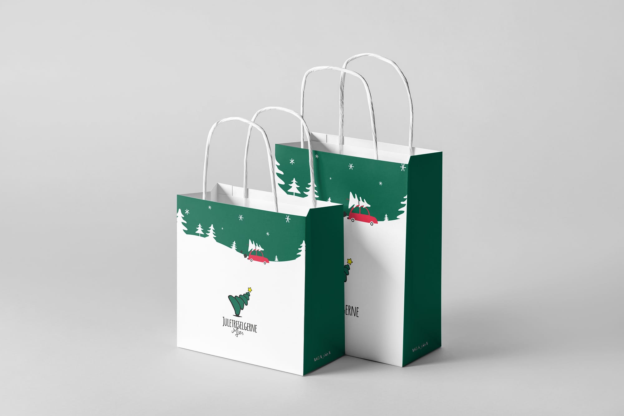 Bæreposene til Juletreselgerne Mjøs med nytt design fra den nye profileringen