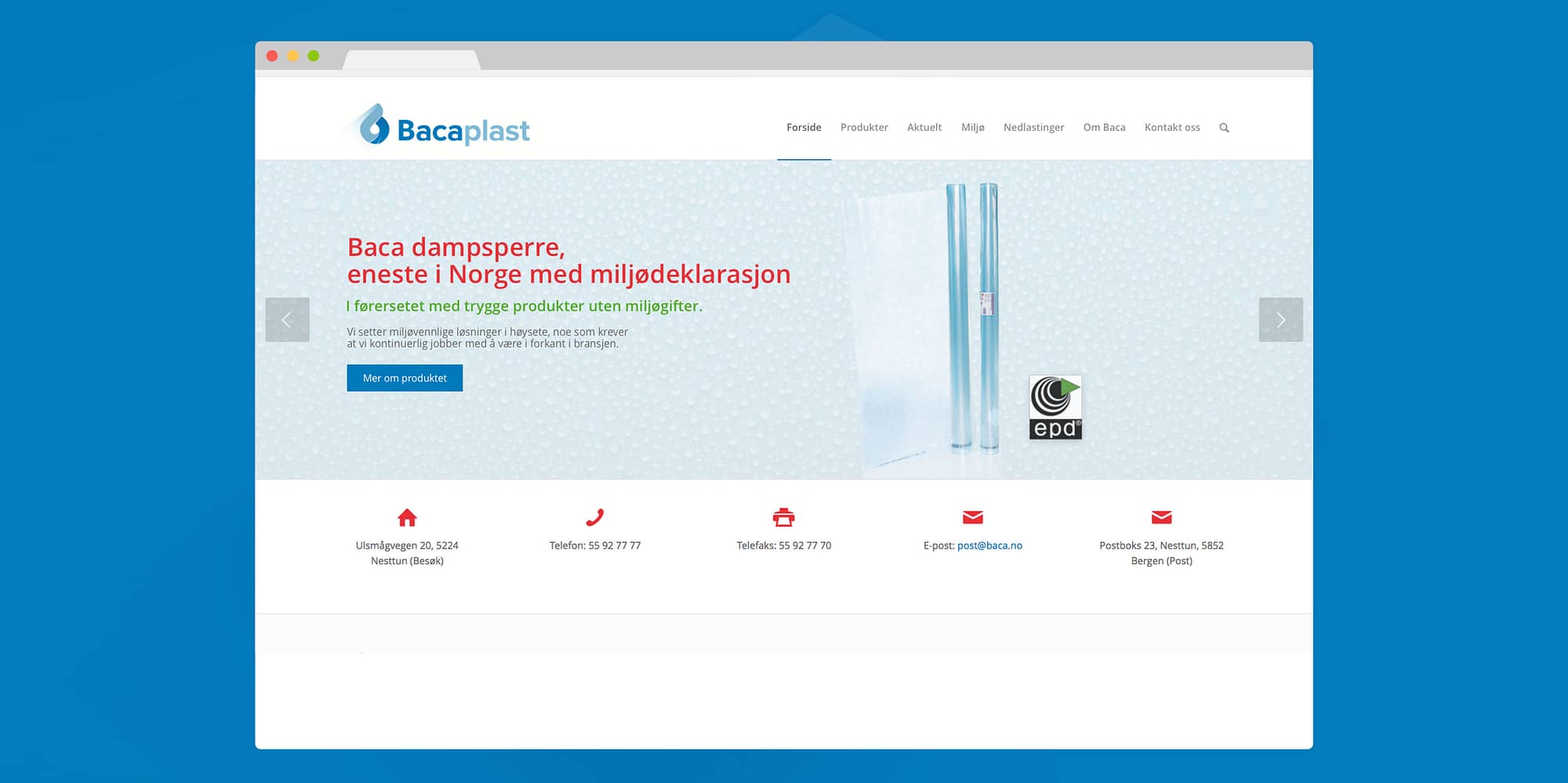 Grafisk profil for Baca plast web design